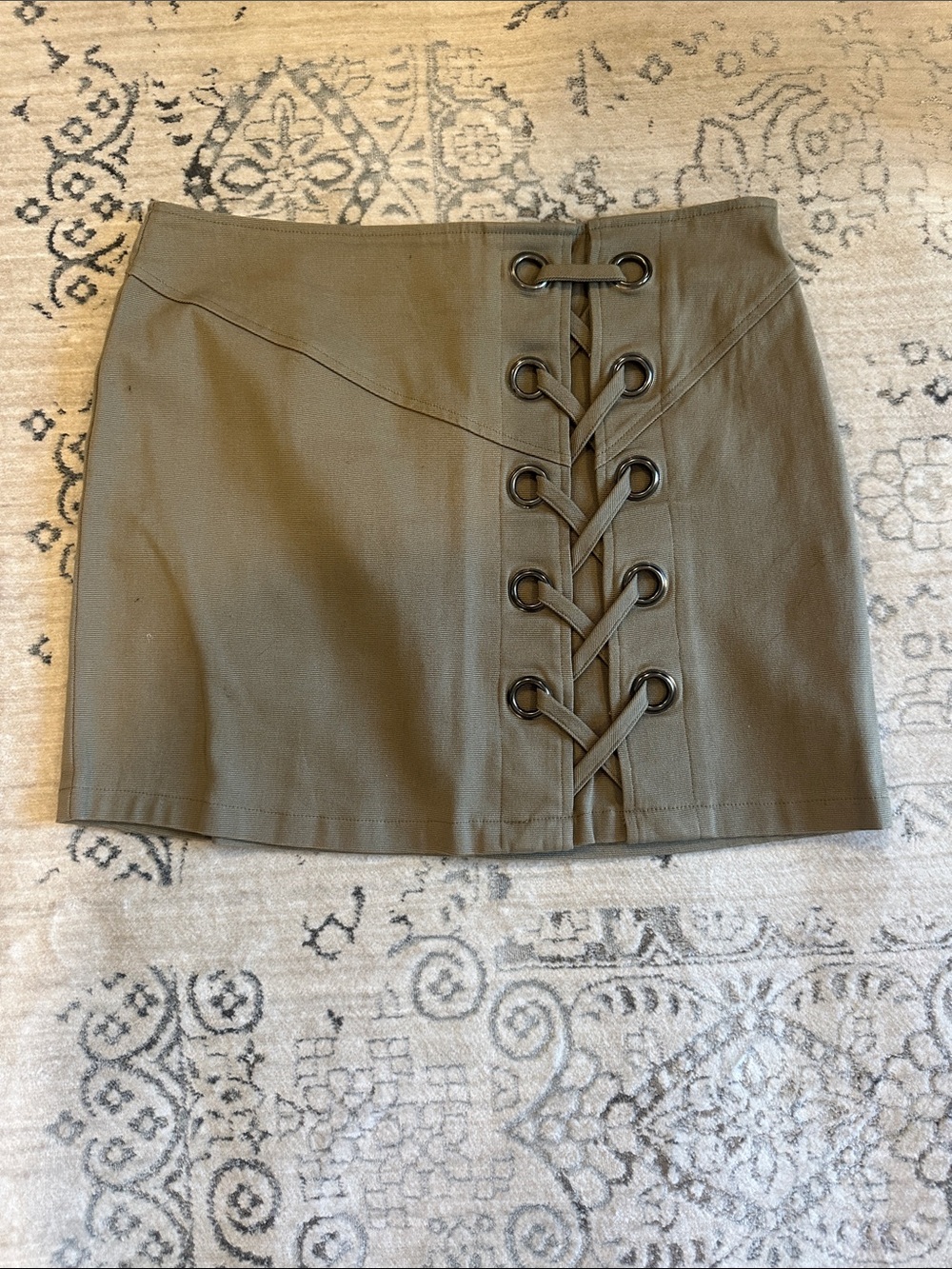 The Impeccable Pig Olive Lace-Up Mini Skirt